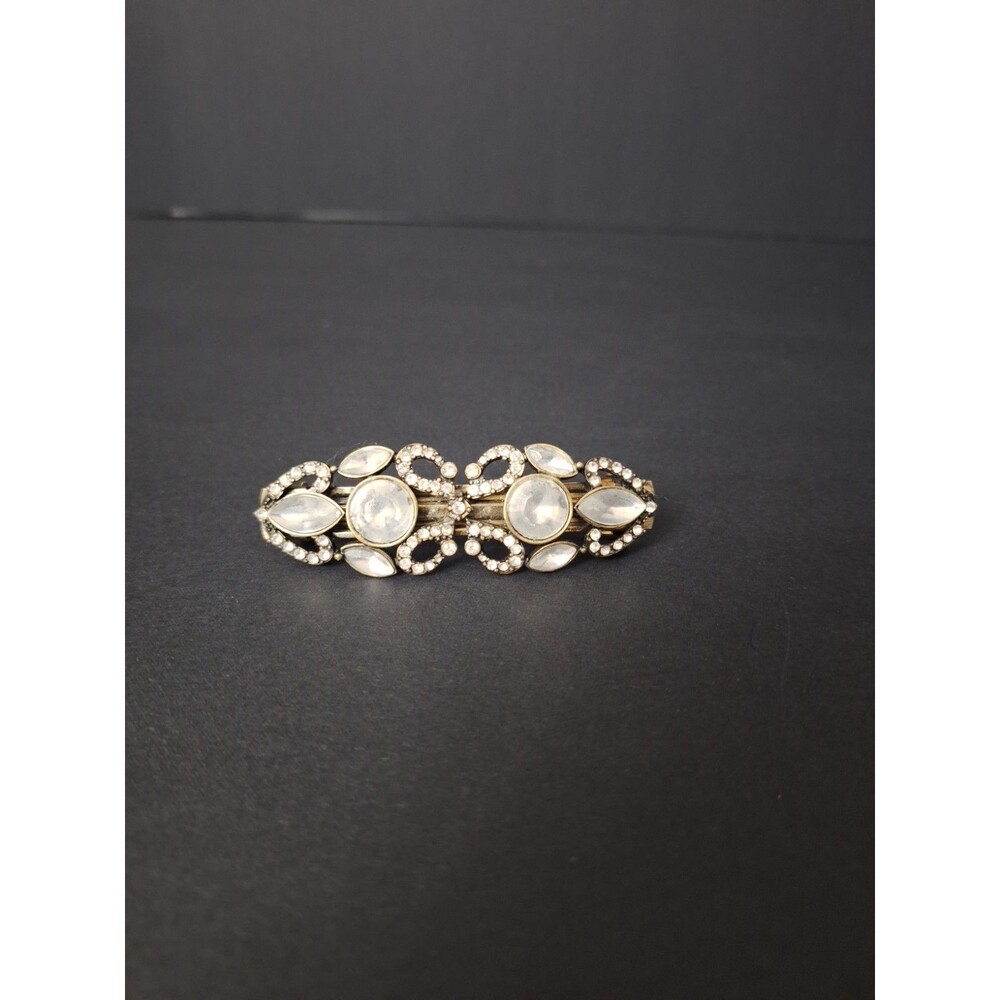 Vintage Goldtone Rhinestone Hair Barrett Madi In Paris Signed NK Hair Clip